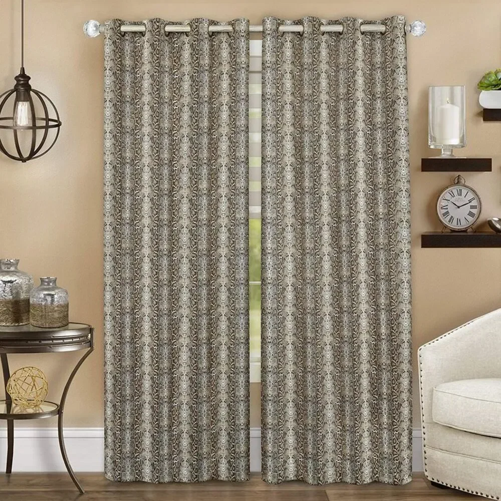 Woven Trends Blackout Window Curtain Panel with Snake Skin Pattern for Living
